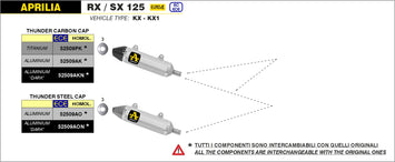 TERMINALE ARROW THUNDER TITANIO-CARBONIO APRILIA RX 125 2018-20