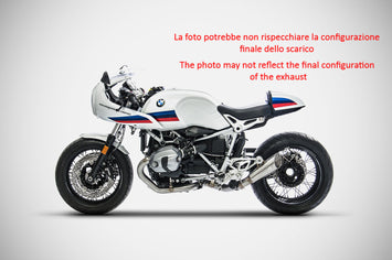 ZARD complete racing exhaust ZARD 2-1 GP kit in stainless steel for BMW R NineT Pure 2017-2020, shown from the side view.