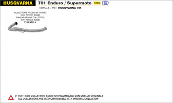 COLLETTORI ARROW RACING TITANIO CON POWER BOMB HUSQVARNA 701 SUPERMOTO 2021>