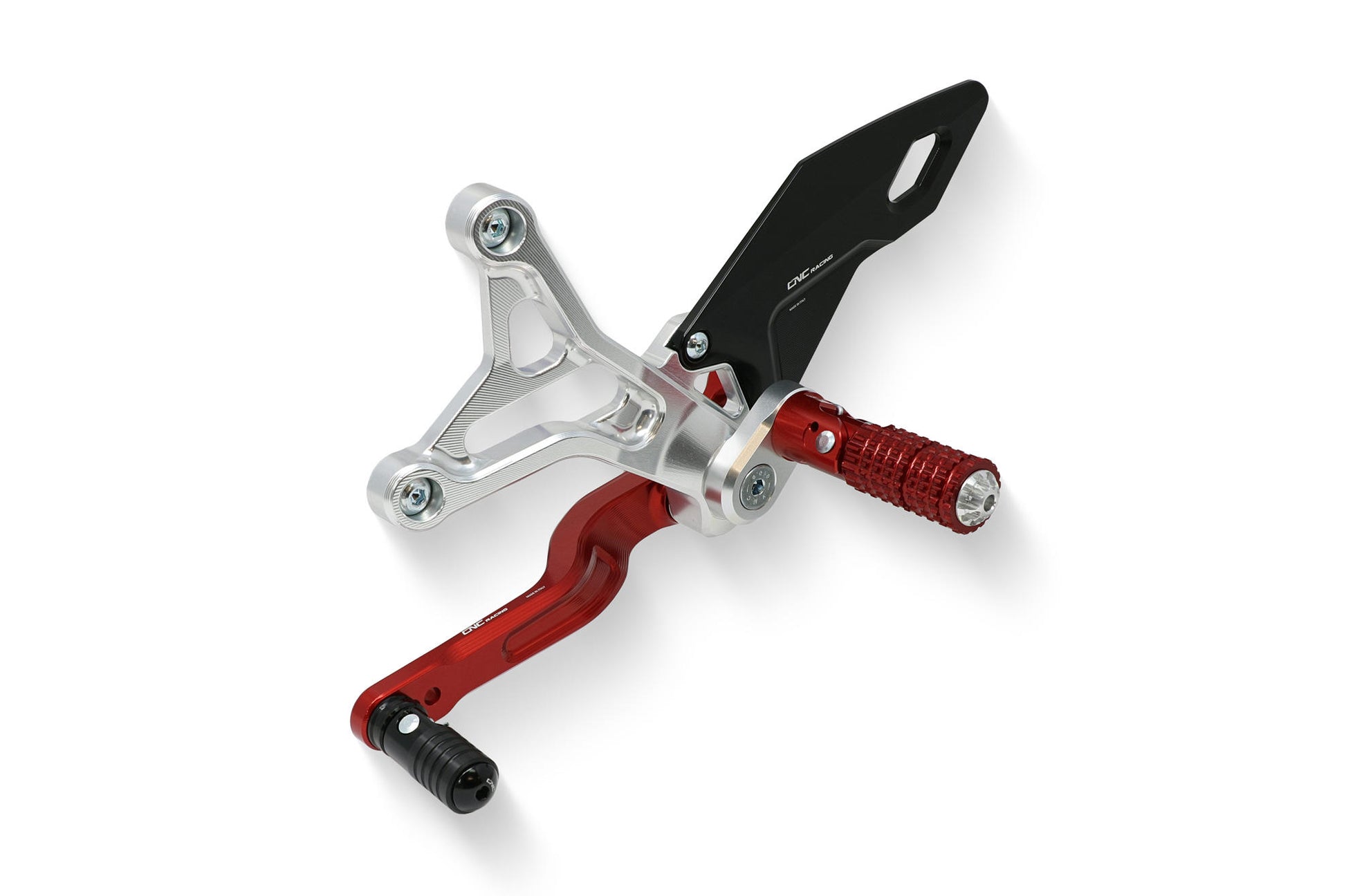 PEDANE PILOTA REGOLABILI ARGENTO/ROSSO CNC RACING MV AGUSTA DRAGSTER 800 RR