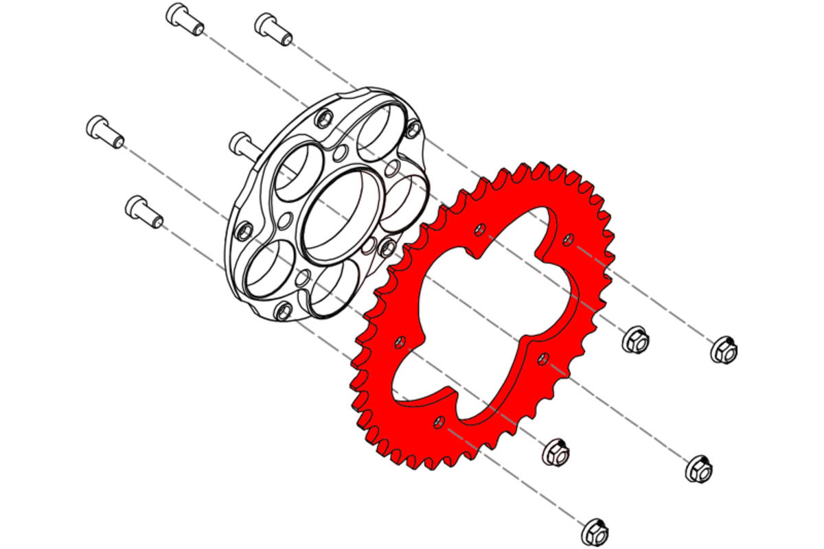 CORONA POSTERIORE COMPONIBILE Z39 P520 5 FORI CNC RACING DUCATI 916 1994 - 99