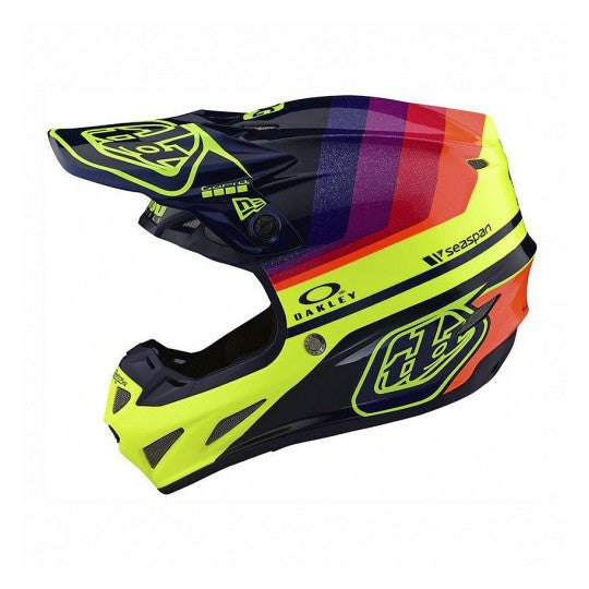 CASCO DA MOTO TROYLEE DESIGNS SE4 MIRAGE CARBON NAVY GIALLO FLUO