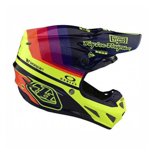 CASCO DA MOTO TROYLEE DESIGNS SE4 MIRAGE CARBON NAVY GIALLO FLUO