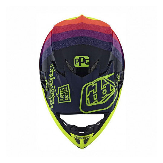 CASCO DA MOTO TROYLEE DESIGNS SE4 MIRAGE CARBON NAVY GIALLO FLUO