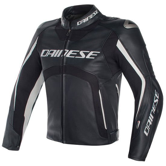 GIACCA IN PELLE DAINESE MODELLO D-AIR STREET MISANO CON AIR BAG COLORE NERO BIANCO