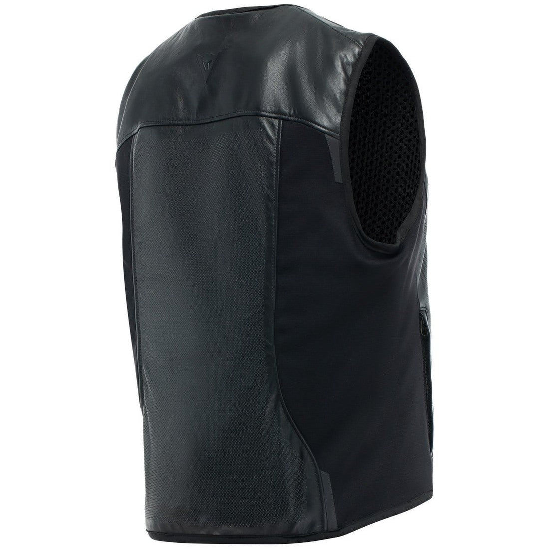 DAINESE Smart Jacket D-Air in black leather showcasing airbag system and sleek design.