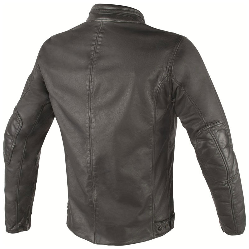 Dainese vintage leather jacket with a classic design and textured finish, showcasing archival style and craftsmanship.