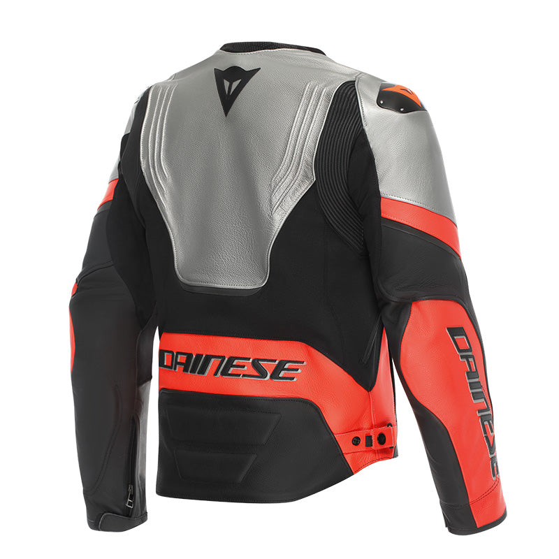 GIACCA IN PELLE DAINESE RACING 5 ARGENTO ROSSO