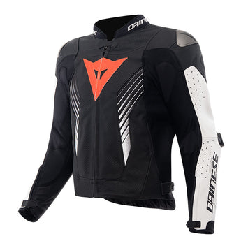 GIACCA IN PELLE DAINESE SUPER SPEED 5 TRAFORATA BIANCO ROSSO