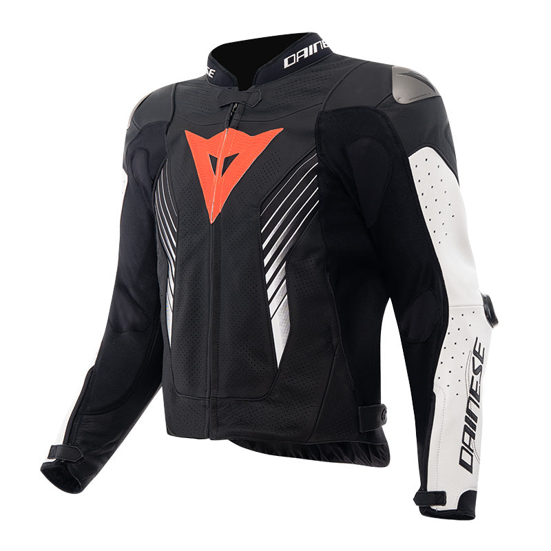 GIACCA IN PELLE DAINESE SUPER SPEED 5 TRAFORATA BIANCO ROSSO