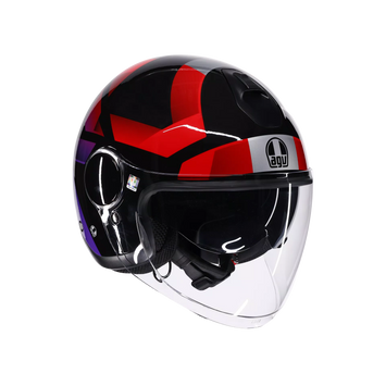 CASCO DA MOTO JET ETERES CAMOGLI NERO ROSSO VIOLA