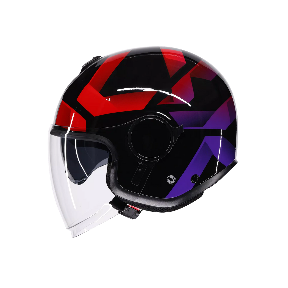 CASCO DA MOTO JET ETERES CAMOGLI NERO ROSSO VIOLA