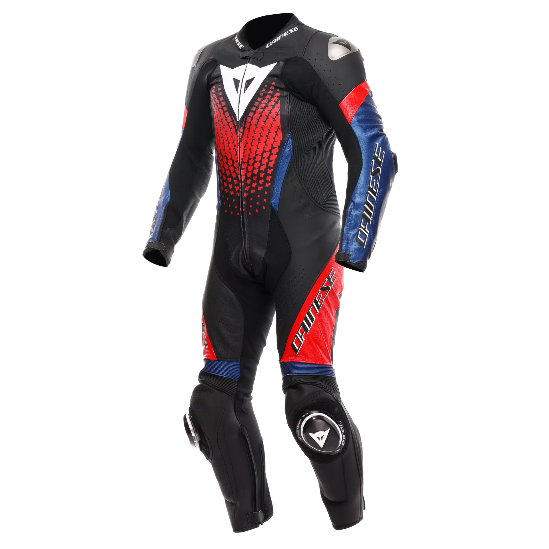 TUTA INTERA IN PELLE DAINESE LAGUNA SECA 6 TRAFORATA BLU ROSSA