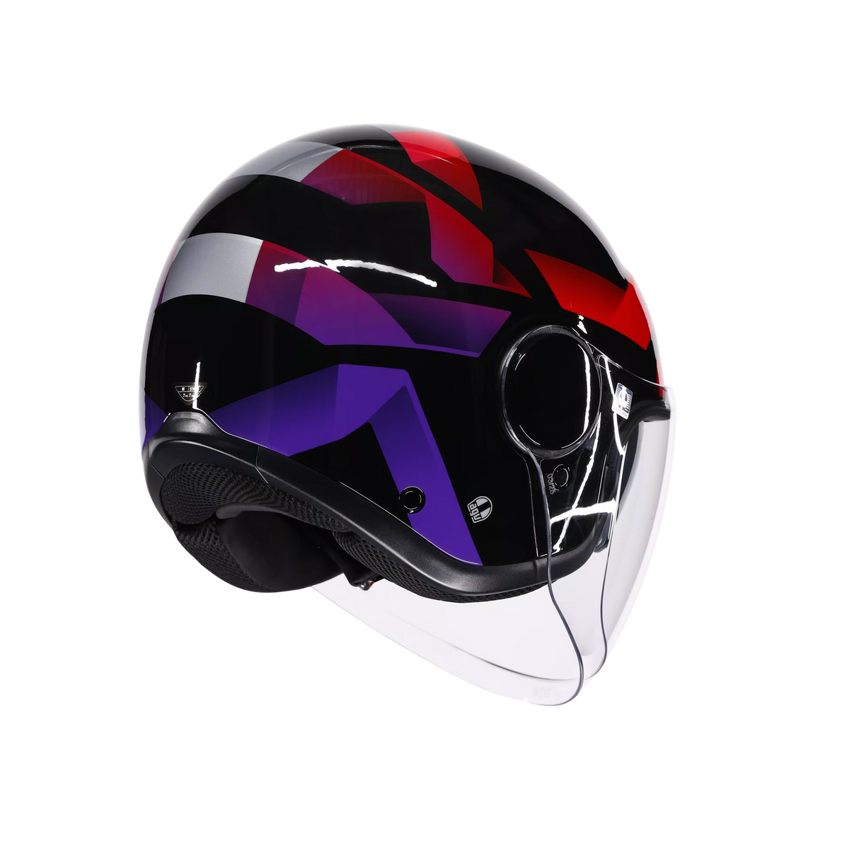 CASCO DA MOTO JET ETERES CAMOGLI NERO ROSSO VIOLA