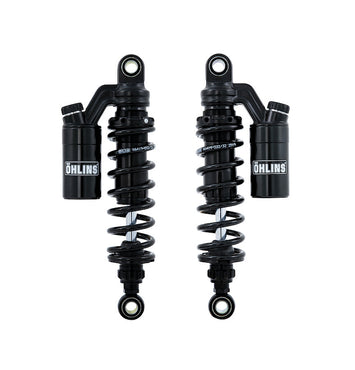 Ohlins S36PR1C1L rear shock absorber for Triumph Bonneville T100 2016-2022 motorcycle, with black coil and mounting hardware