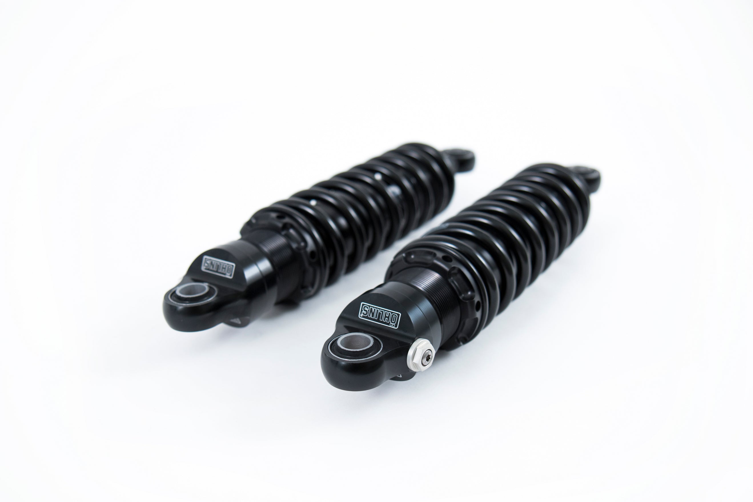 Ohlins Blackline S36D rear shock absorber for Indian Scout 2014-2021, black finish, detailed close-up image.