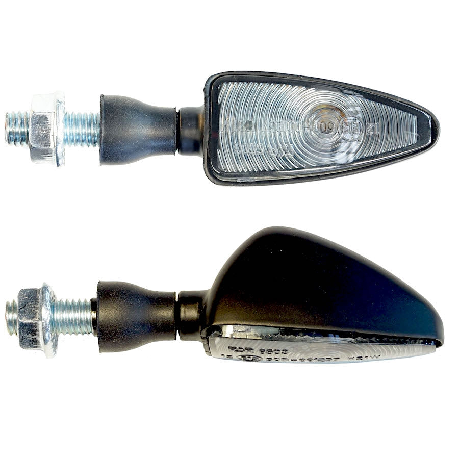 FAR COPPIA INDICATORI DIREZIONE NERO/CROMATO UNIVERSALI VETRINO FUMÉ MOTO
