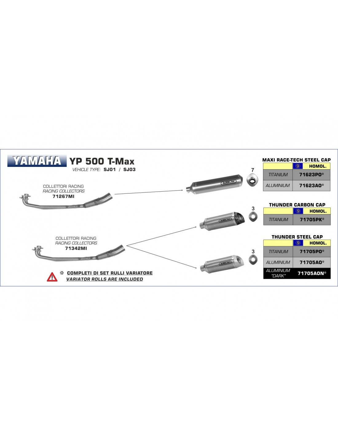 COLLETTORI-DI-SCARICO-RACING-ARROW-PER-YAMAHA-TMAX-500-2001-2007 - Sestamarcia Racing Part Italia S.r.l.