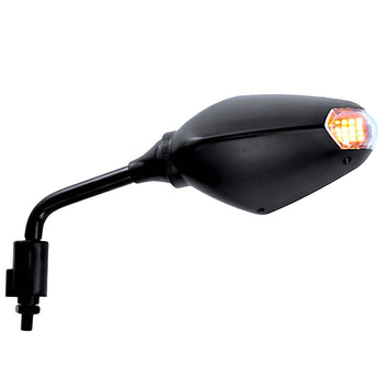 FAR UNIVERSAL BLACK REAR VIEW MIRROR WITH INTEGRATED LED INDICATOR