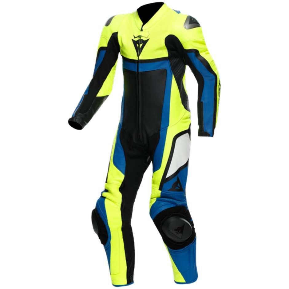 TUTA INTERA IN PELLE BAMBINO DAINESE GEN-Z JUNIOR GIALLO FLUO BLU NERO
