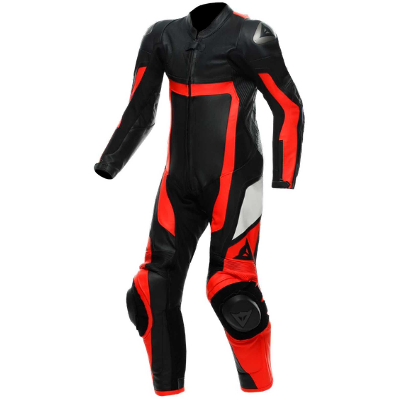 TUTA INTERA IN PELLE BAMBINO DAINESE GEN-Z JUNIOR ROSSO FLUO NERO