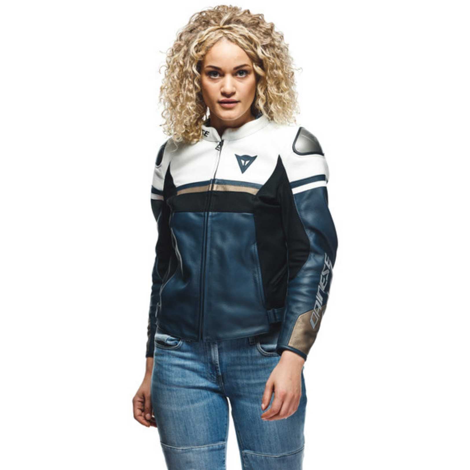 GIACCA DA MOTO IN PELLE DAINESE RAPIDA LADY BLU/BIANCA - Sestamarcia Racing Part Italia S.r.l.