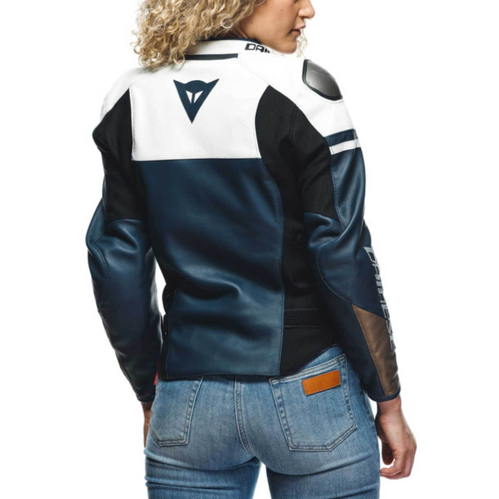 GIACCA DA MOTO IN PELLE DAINESE RAPIDA LADY BLU/BIANCA - Sestamarcia Racing Part Italia S.r.l.