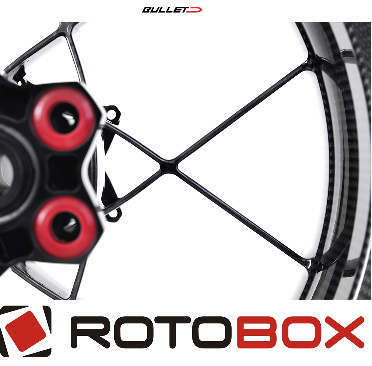 PAIR GLOSSY CARBON WHEELS ROTOBOX BULLET 17˝X3.5/6˝ KAWASAKI